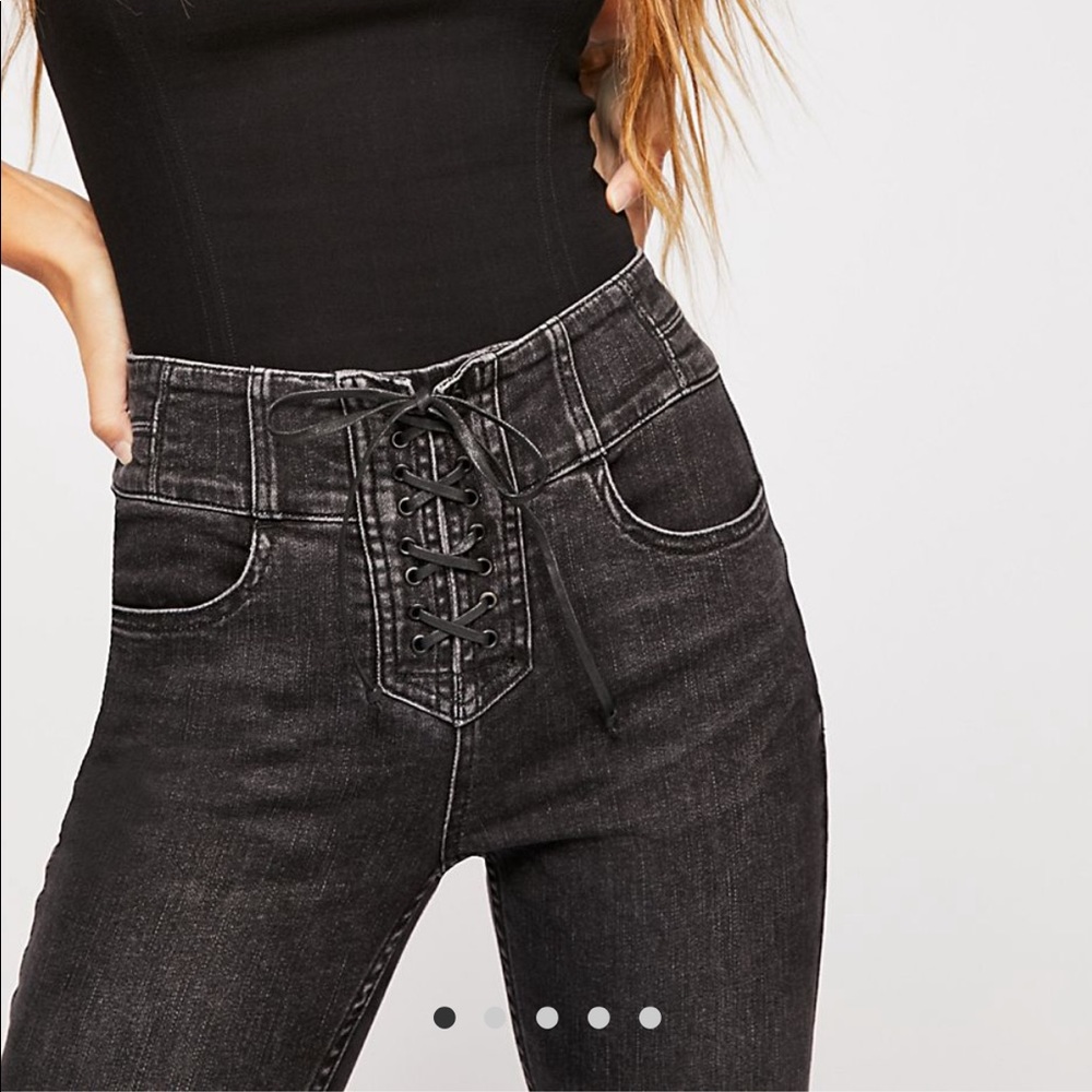 Free people lace up skinny jeans - curvy